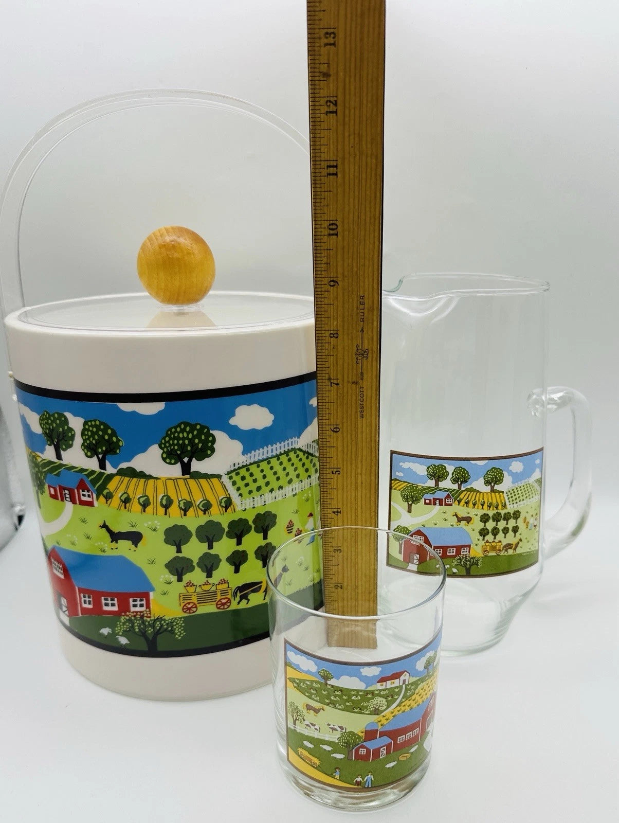 Rare Set Of Christine Graf Drinking Glasses Pitcher & Ice Bucket Cottage Decor | eBay