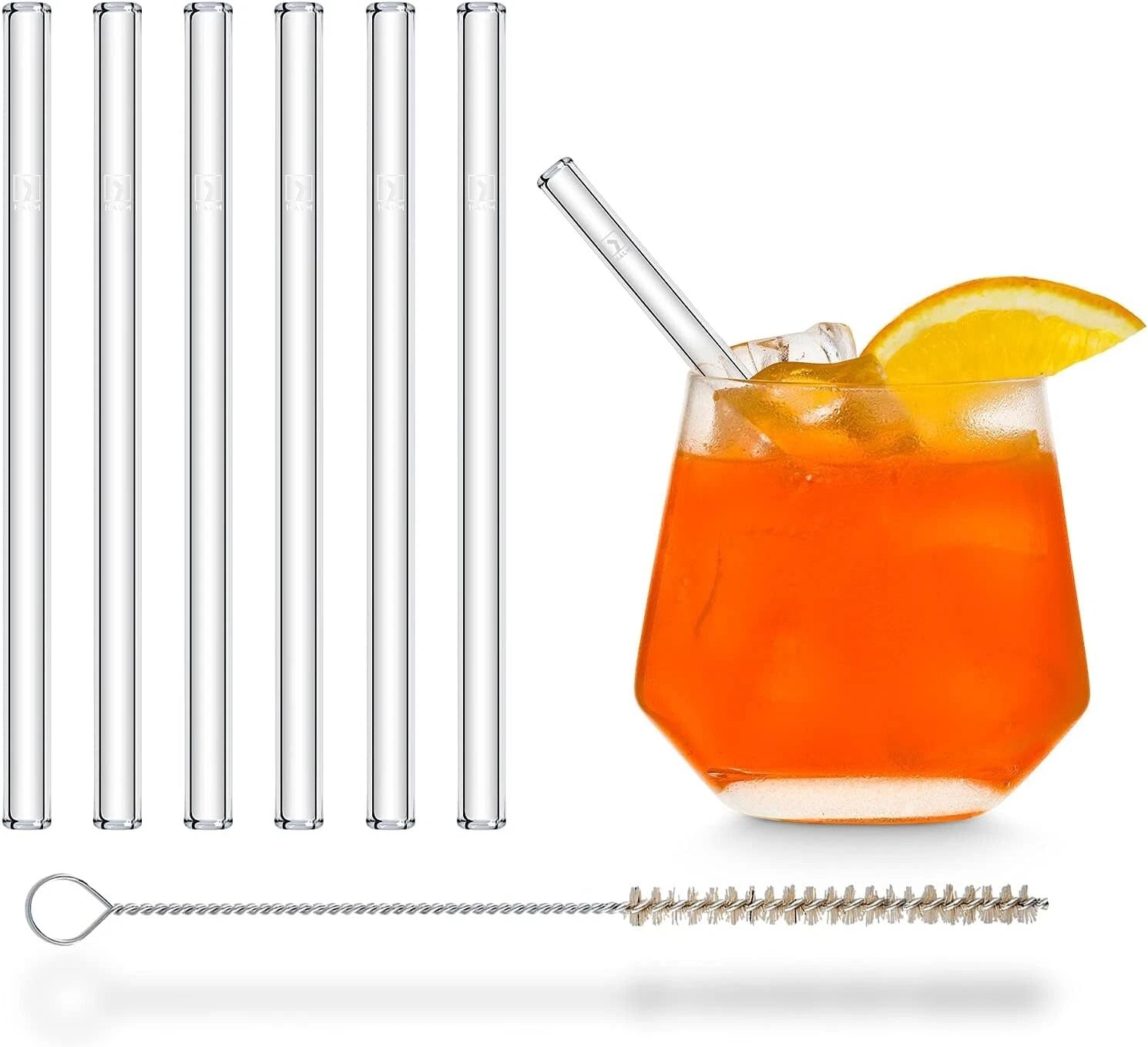 Set of 6 HALM Glass Drinking Straws - Short, Sturdy, Plastic-Free Cleaning Brush | eBay