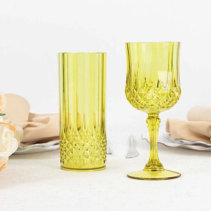 6 Green 14 oz Crystal Plastic Drinking Glasses Party Events Tableware Supplies | eBay