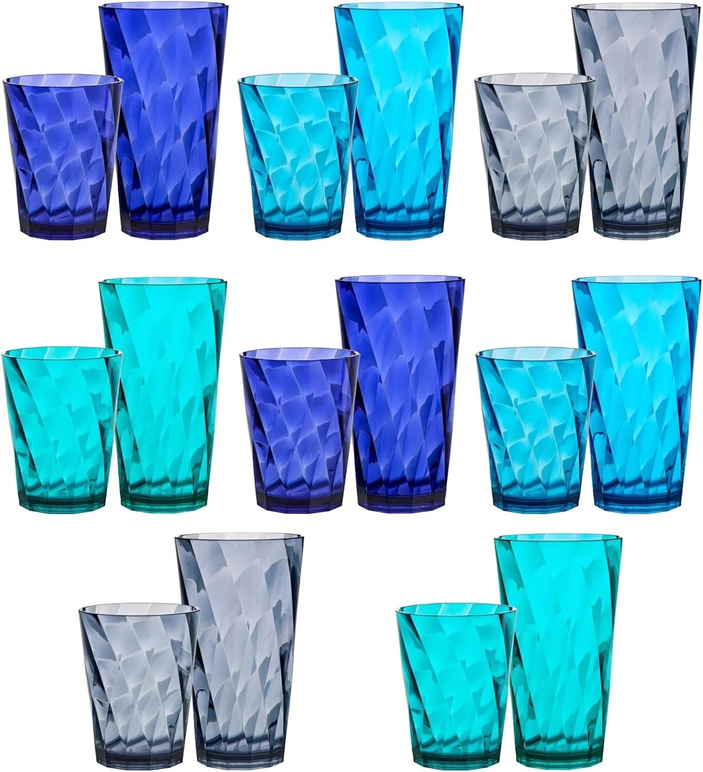 Optix Plastic Reusable Drinking Glasses Set of 16 14oz Rocks & 20oz Water Cup... | eBay