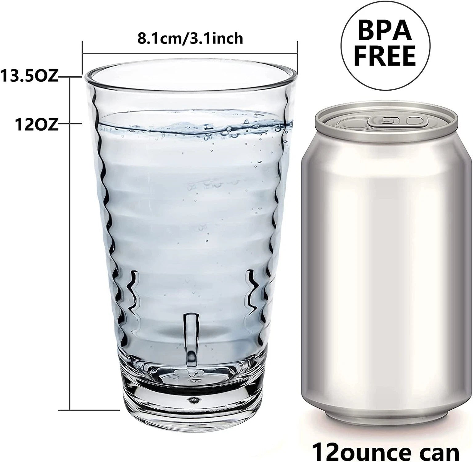 Stackable Drinking Glasses 385ml Set of 6, Dishwasher Safe Acrylic Tumblers f... | eBay
