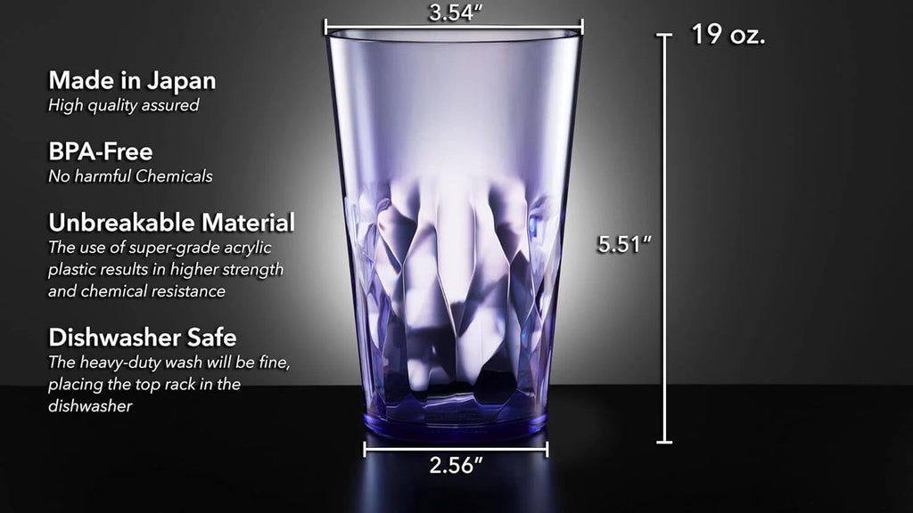19 oz Non-Breakable Premium Drinking Glasses Set of 6 - Stackable -Reusable Mugs | eBay
