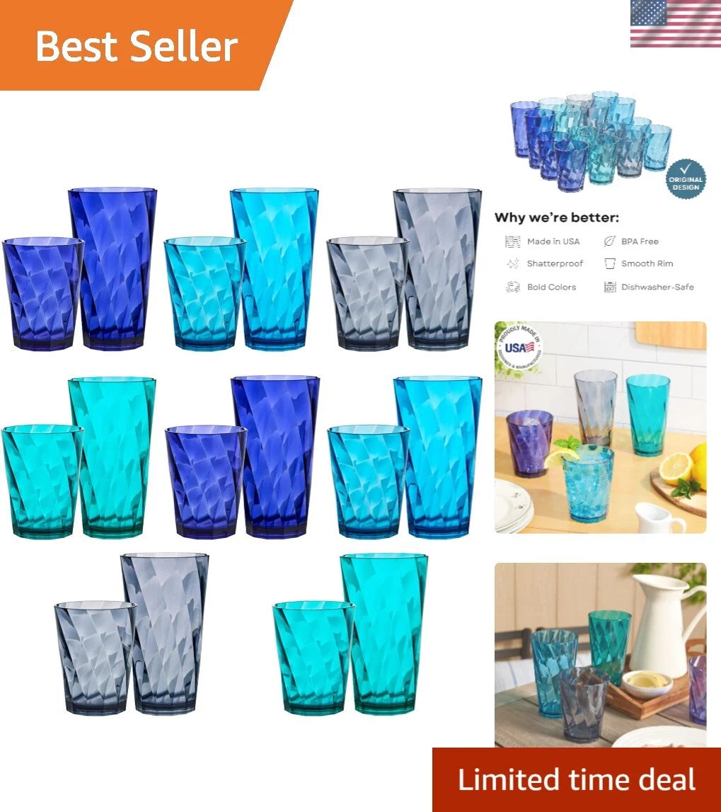 Optix Plastic Reusable Drinking Glasses Set of 16 14oz Rocks & 20oz Water Cup... | eBay