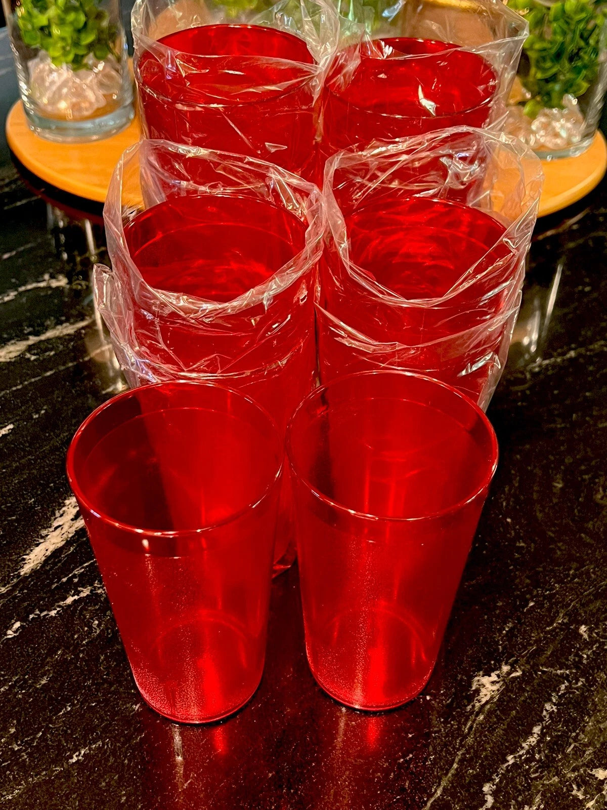 Set of 6 Durable Vintage Plastic Glasses Cups Restaurant Tumblers 16 oz Ruby Red | eBay