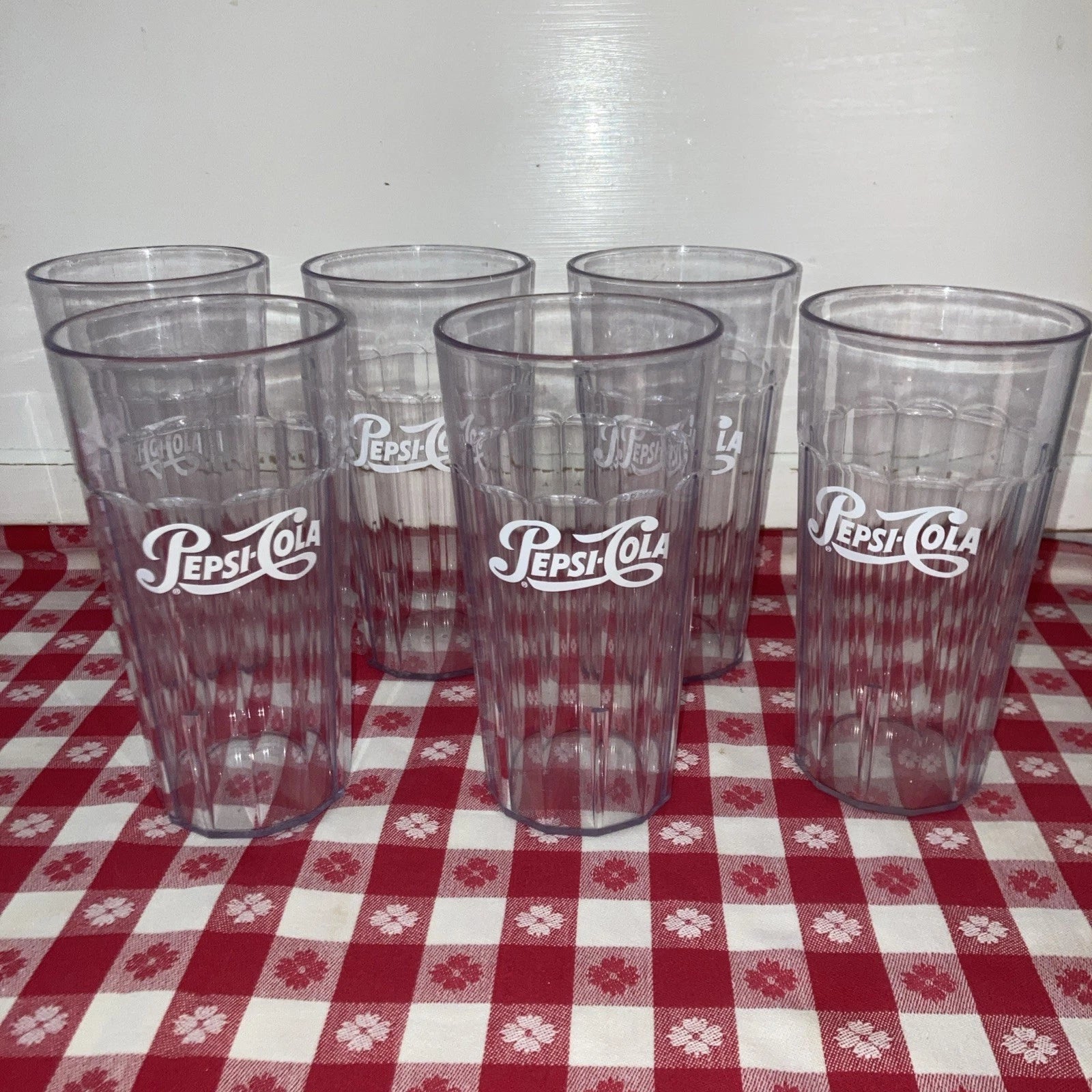 Pepsi Cola Set of 6 Clear Plastic Tumblers Retro / Vintage Restaurant Ware USA | eBay