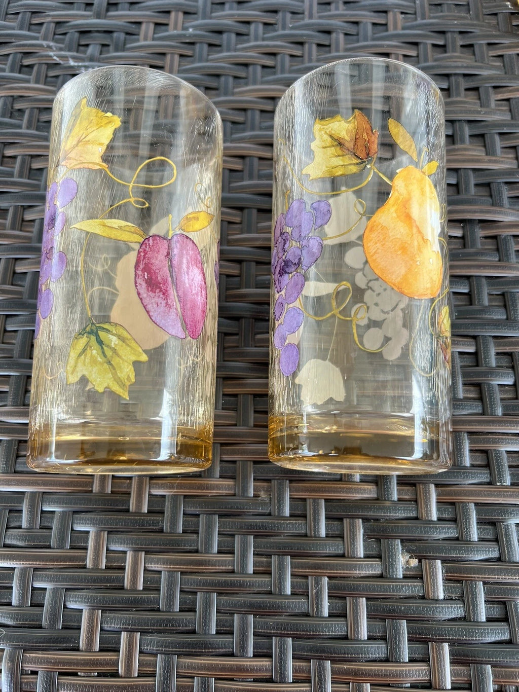 Amber Acrylic Fruited Drinking Glasses Set Of 6 Vintage 18 Ounce Each | eBay