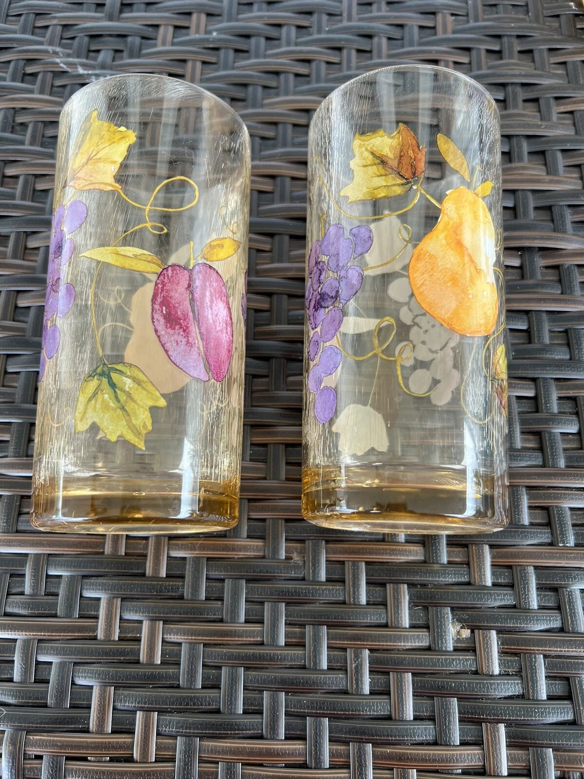 Amber Acrylic Fruited Drinking Glasses Set Of 6 Vintage 18 Ounce Each | eBay