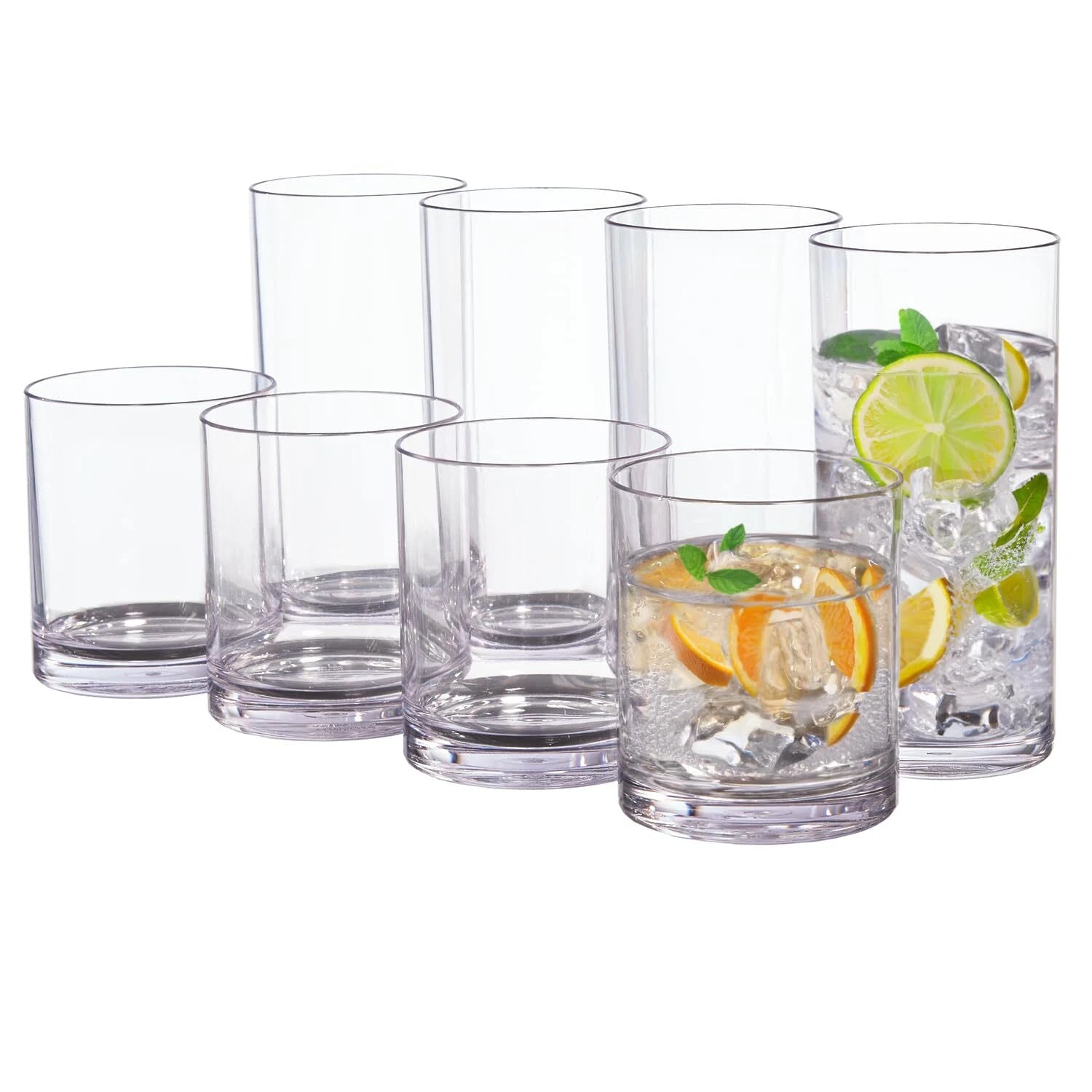 US Acrylic Classic Clear Plastic Reusable Drinking Glasses (Set of 8) 12oz Rocks 80844003023| eBay