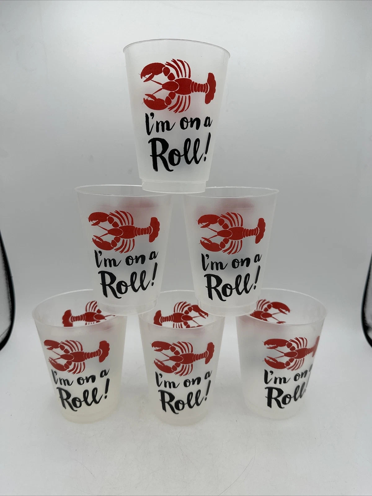 Plastic Lobster 6 Drinking Cups Glasses Reusable I’m On A Roll! | eBay