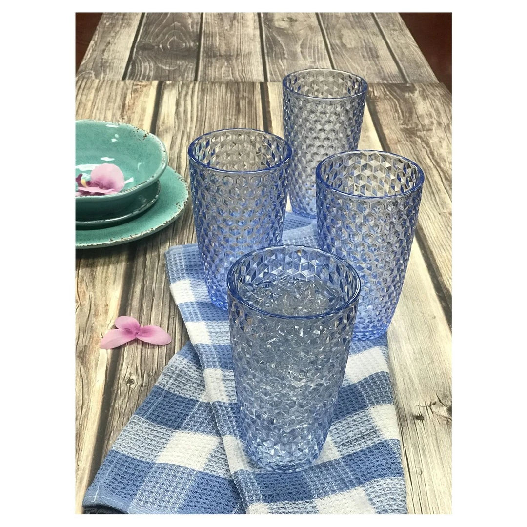 Diamond Cut Acrylic Glasses Drinking Set of 4 (19oz),Plastic Drinking Glasses,B- | eBay