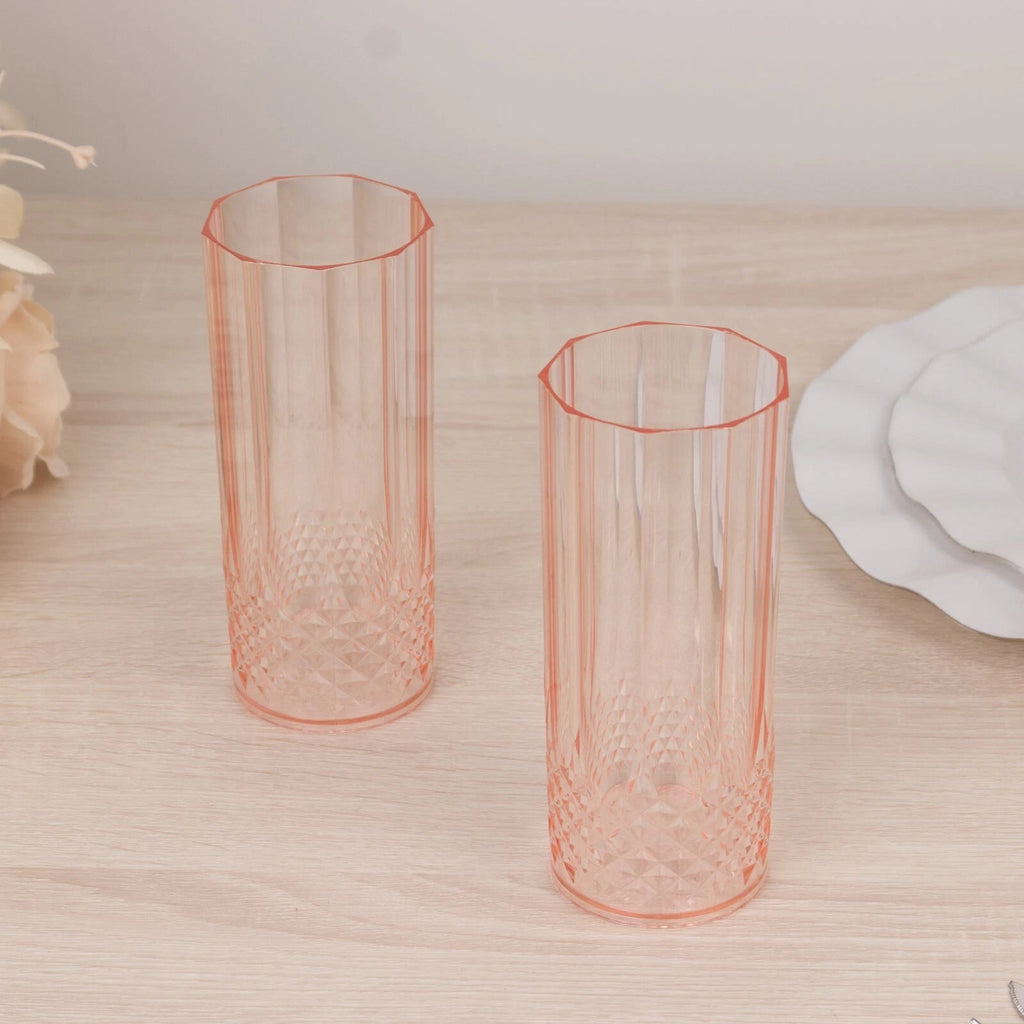 6 Transparent Blush 14 oz Crystal Plastic Drinking Glasses Party Events | eBay