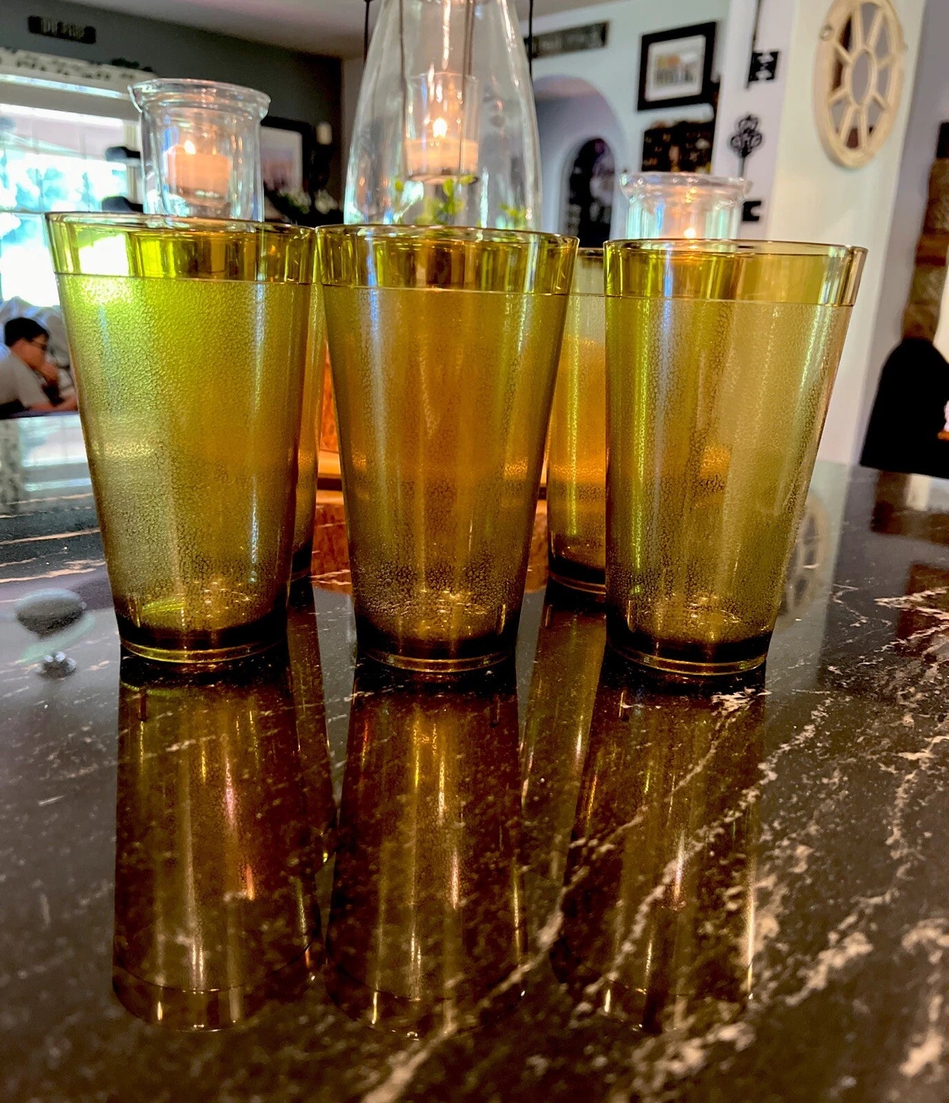 Set of 6 Durable Vintage Plastic Restaurant Tumblers Glasses Cups 20 oz Amber | eBay