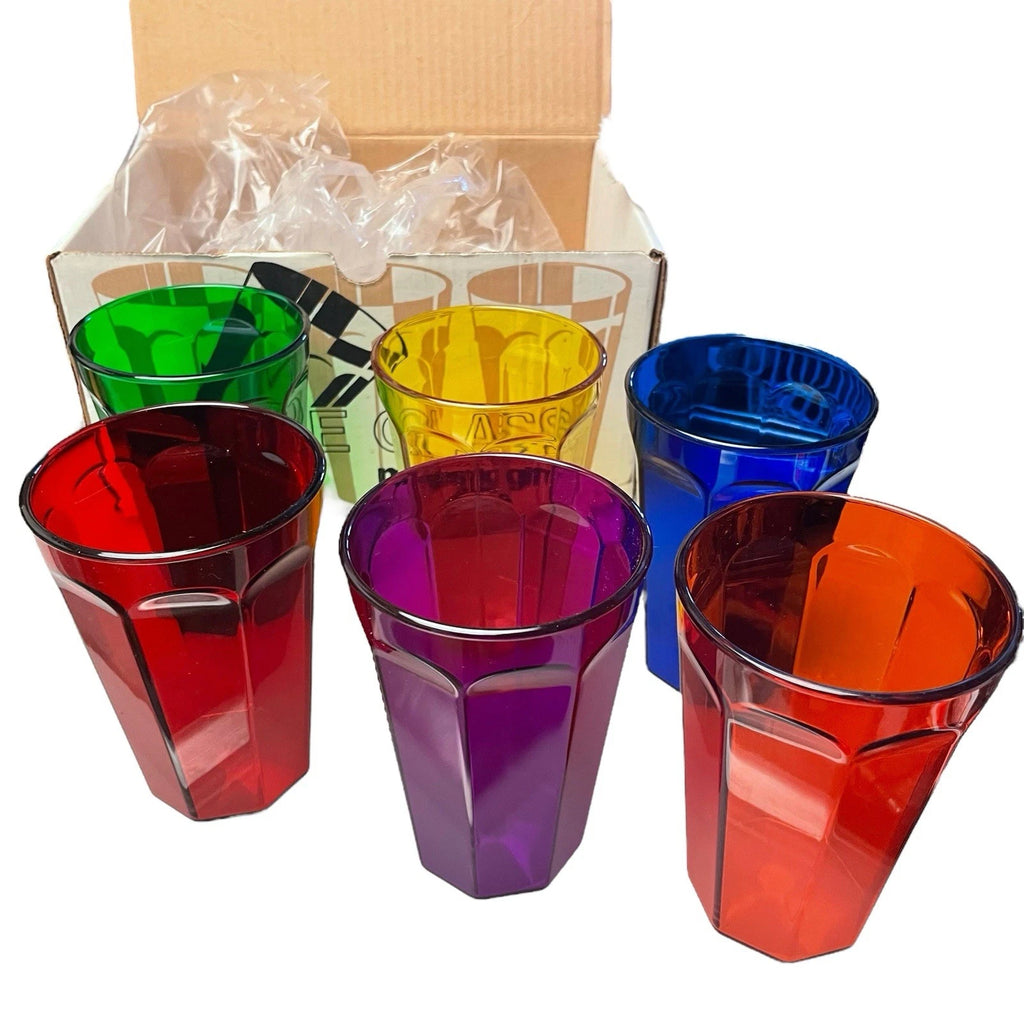 Box of 6 MAJESTIC LE GLASS PLASTIC 17 oz. Highball Tumblers Vibrant Colors NOS | eBay