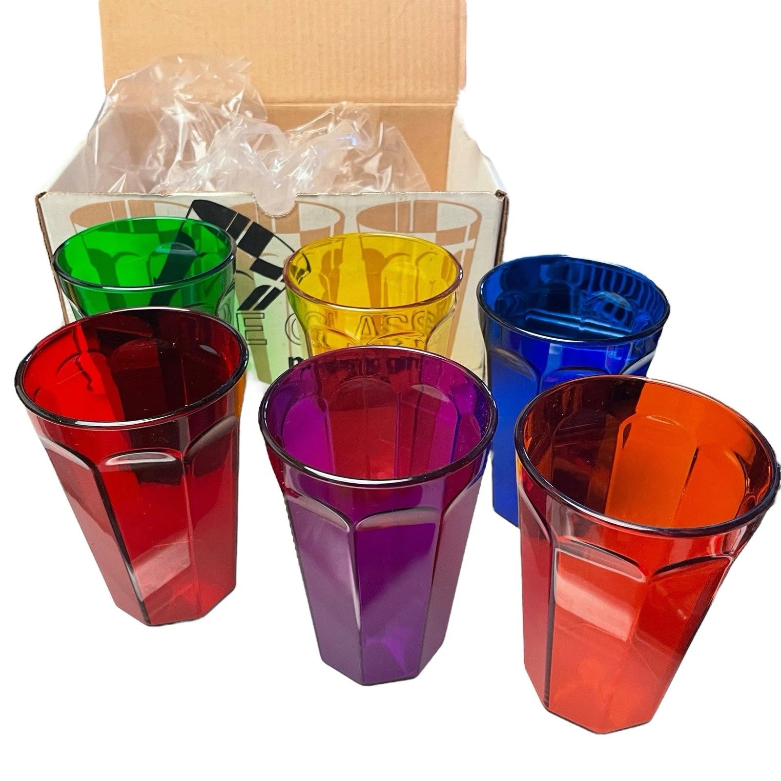 Box of 6 MAJESTIC LE GLASS PLASTIC 17 oz. Highball Tumblers Vibrant Colors NOS | eBay