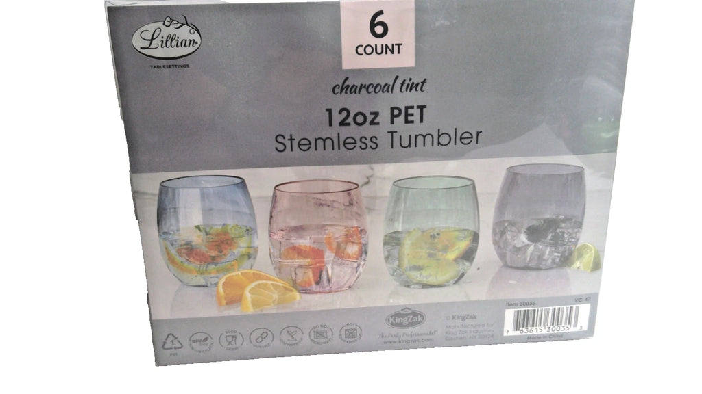 Set Of 6 Premium 12 oz. PET Plastic Stemless Tumblers B1 | eBay