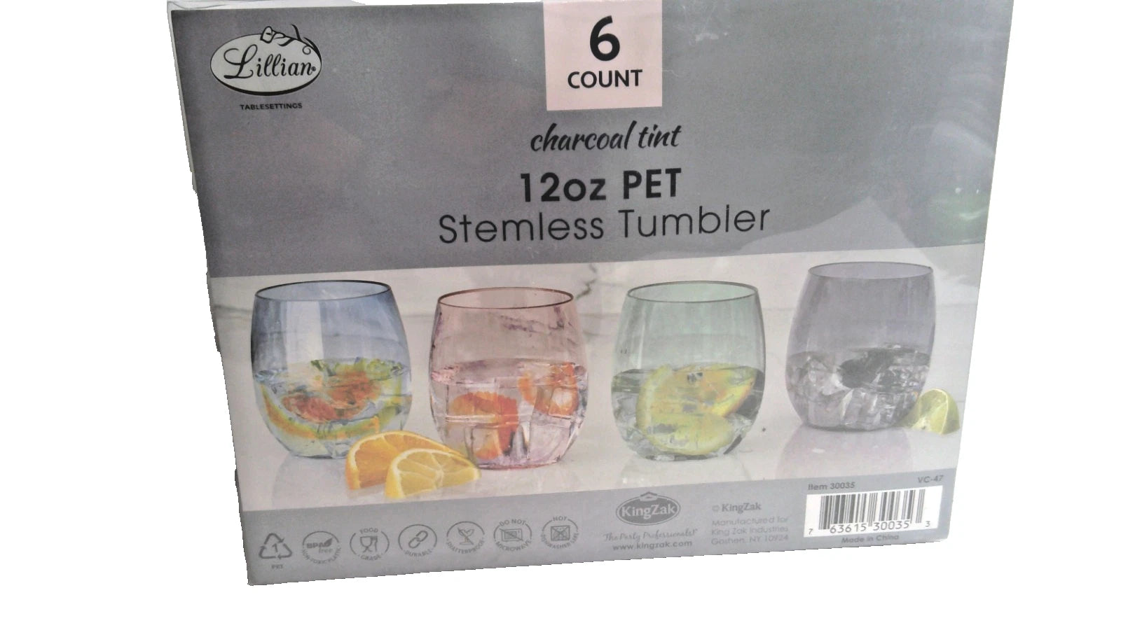 Set Of 6 Premium 12 oz. PET Plastic Stemless Tumblers B1 | eBay