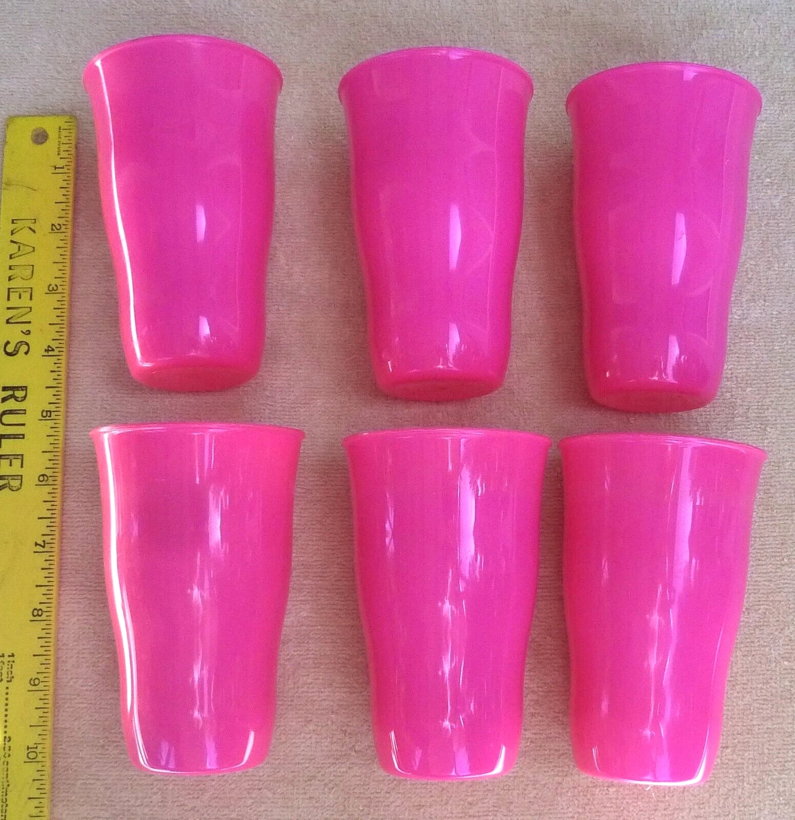 Set of 6 Hot Pink Plastic Stackable Tumblers/Glasses 4 5/8 Inches Tall 10 ounce | eBay