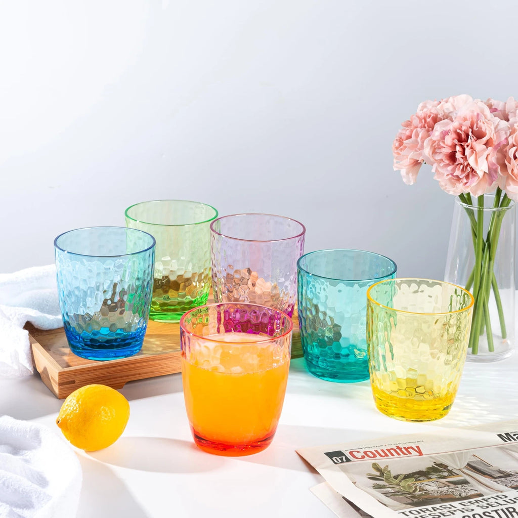 Hammered 15-ounce Plastic Tumbler Acrylic Glasses, set of 6 Multicolor | eBay