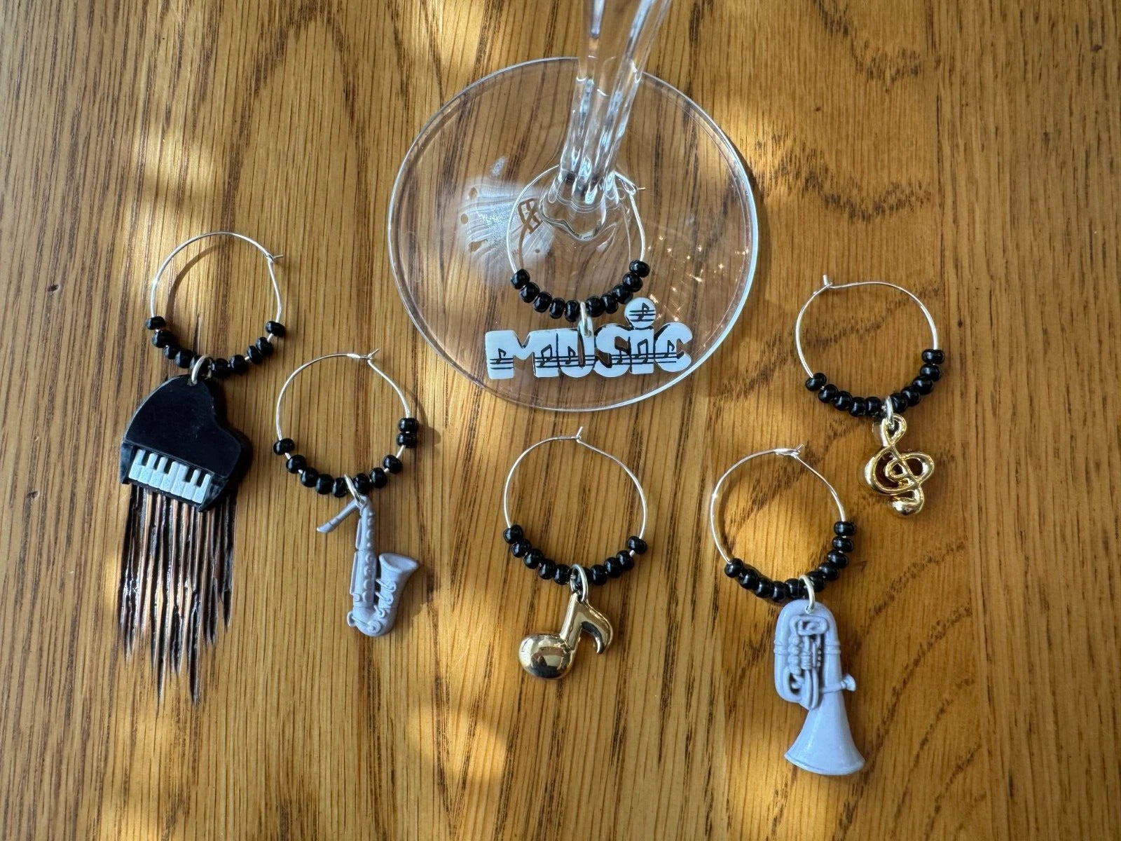 "MUSIC'' SET OF 6 HAND CRAFTED wine glass drink markers | eBay