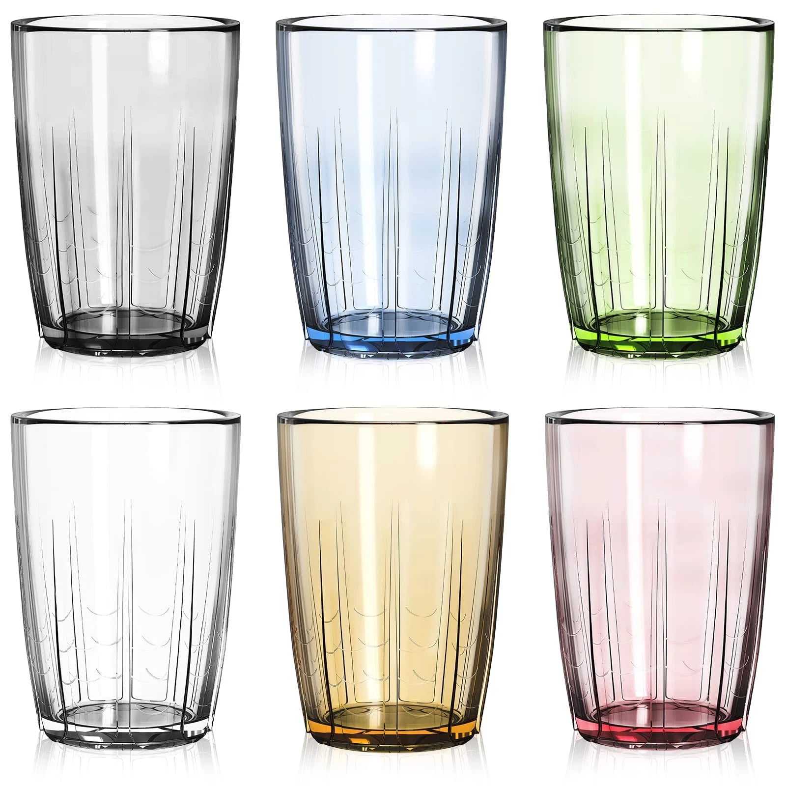 Set of 6 Acrylic Drinking Cups, 14 oz Unbreakable Water Tumbler, Reusable Pla... | eBay