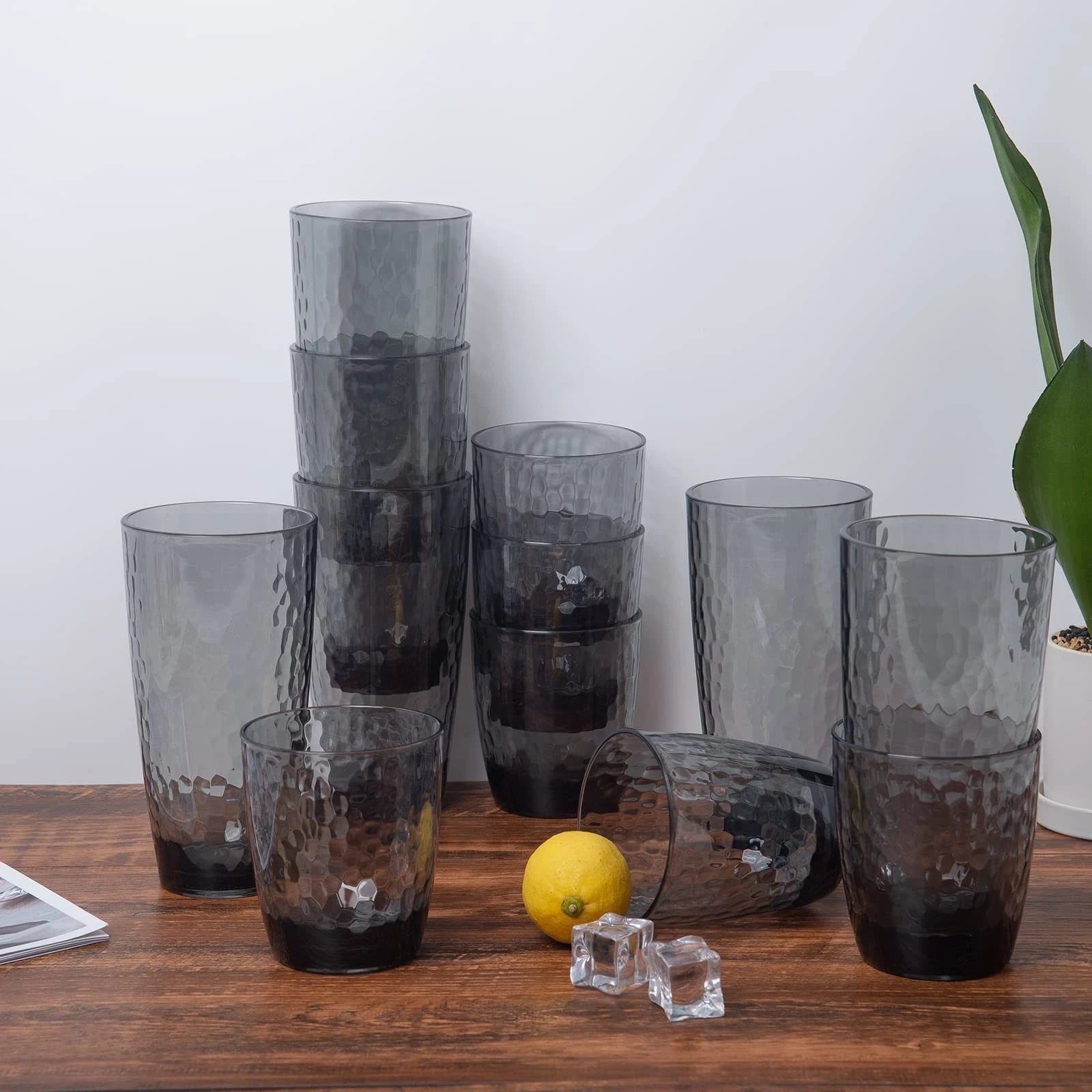 KOXIN-KARLU Hammered 15-ounce Plastic Tumbler Acrylic Glasses, set of 6 Smoke... | eBay