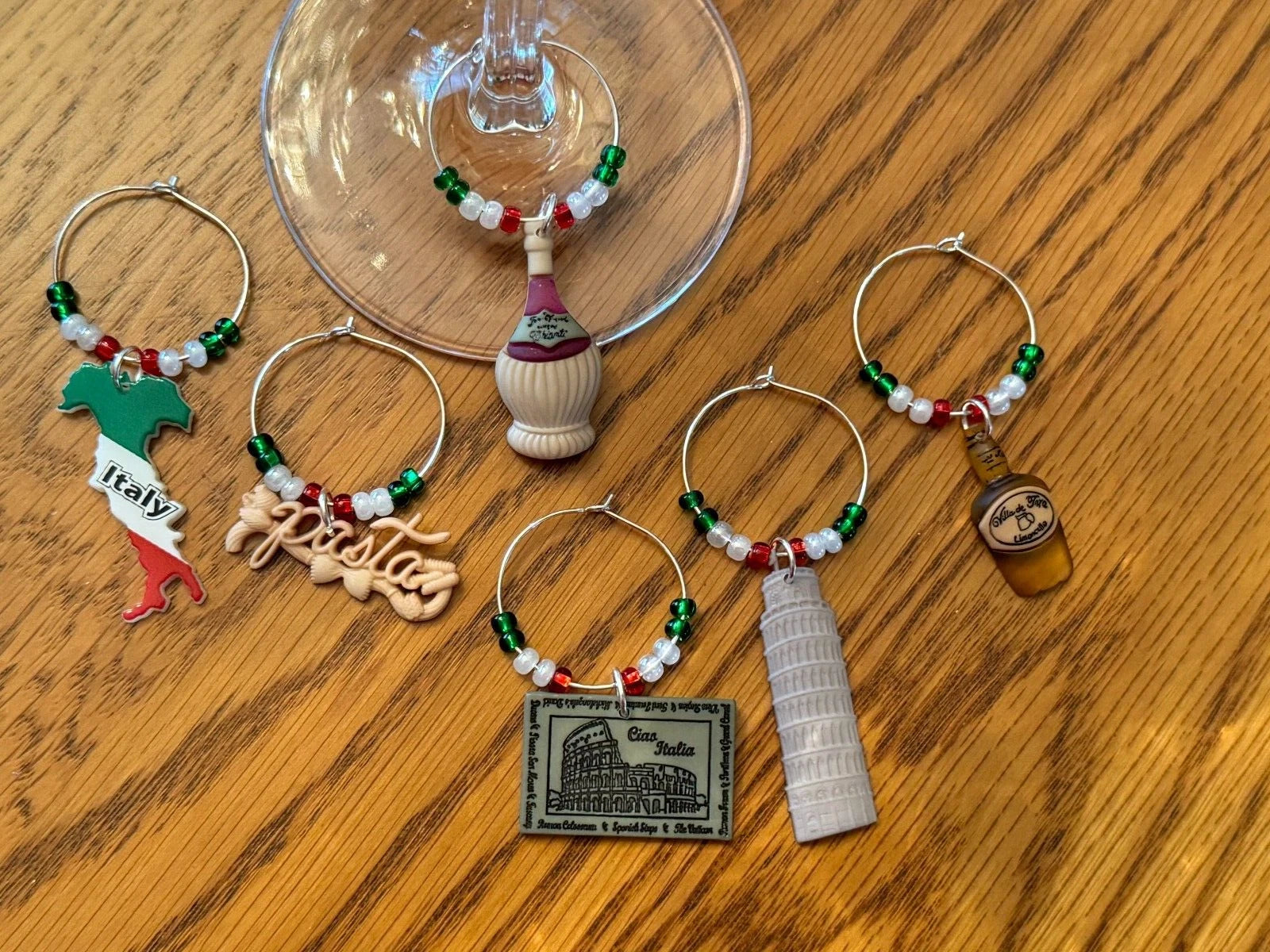 "ITALY,ITALIAN SET OF 6 HAND CRAFTED Wine glass drink marker Charms | eBay