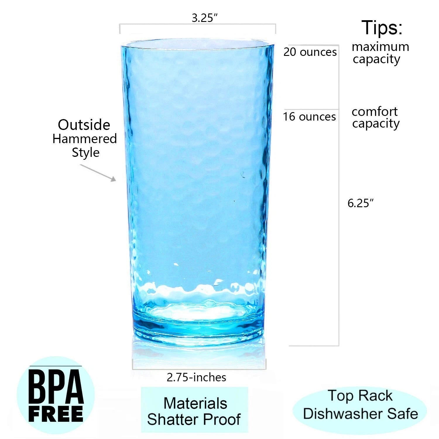 KX-WARE 20-ounce Acrylic Glasses Plastic Tumbler, set of 6 Multicolor - Hamme... | eBay