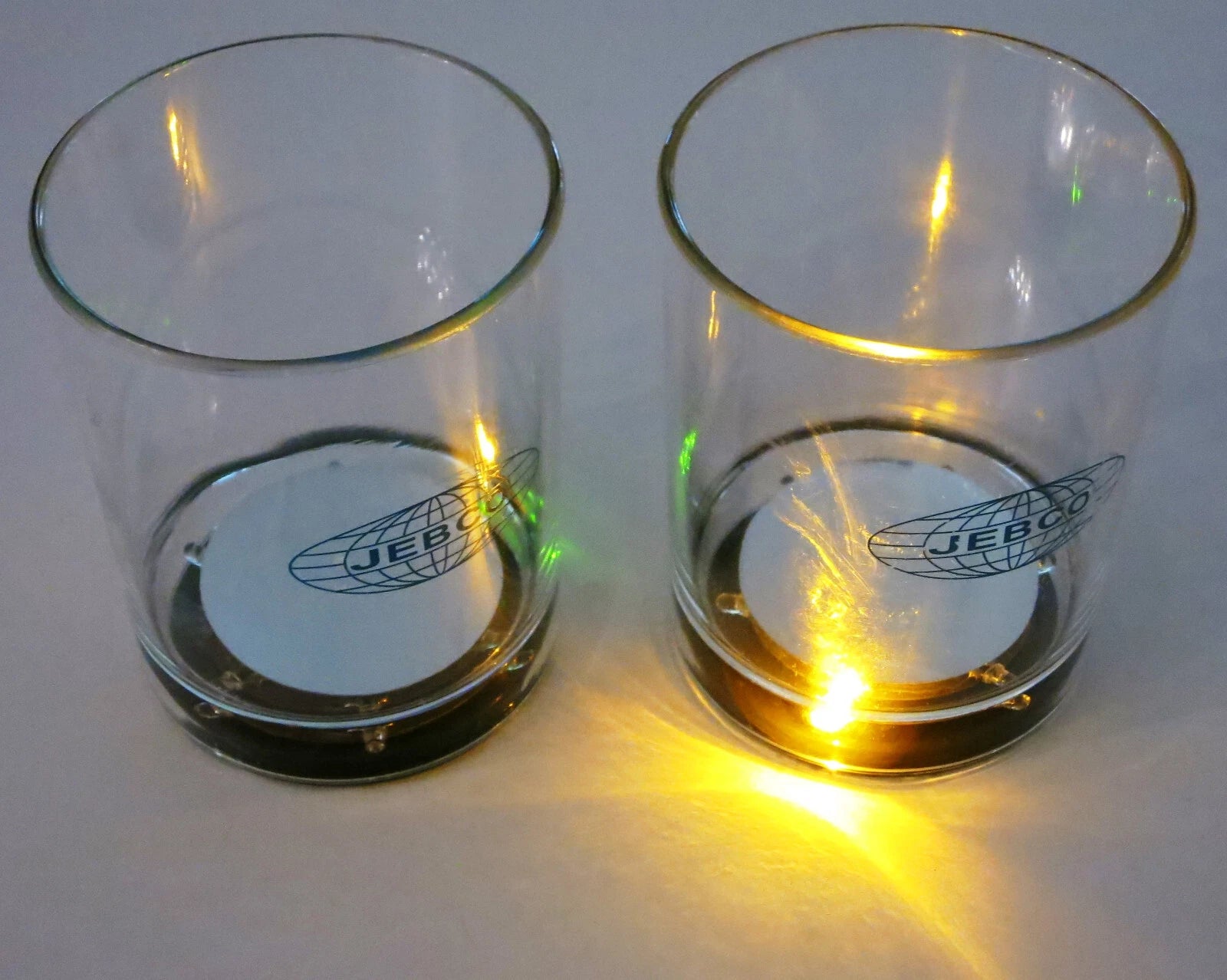 JEBCO Drinking Glasses Light-Up Set of 2 LED Colorful Lights Advertising Promos | eBay