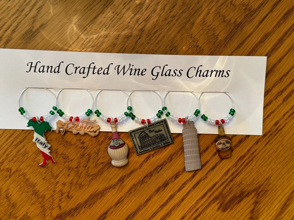 "ITALY,ITALIAN SET OF 6 HAND CRAFTED Wine glass drink marker Charms | eBay