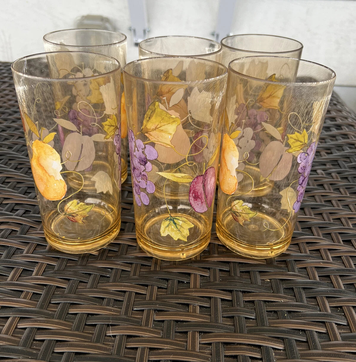 Amber Acrylic Fruited Drinking Glasses Set Of 6 Vintage 18 Ounce Each | eBay