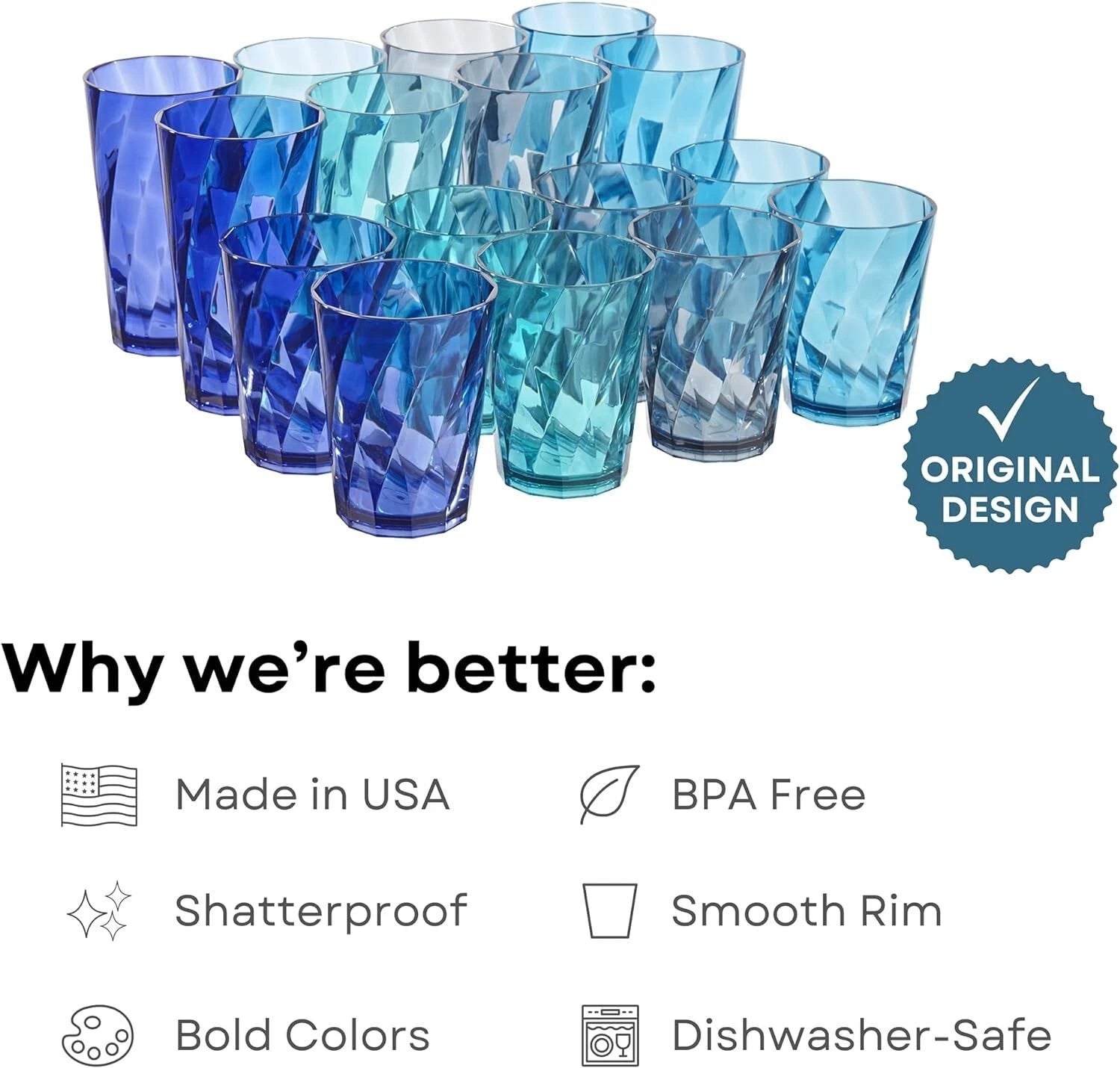 Optix Plastic Reusable Drinking Glasses Set of 16 14oz Rocks & 20oz Water Cup... | eBay