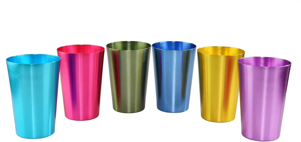 Colorful Aluminum Drinking Cups Set of 6, Colored Metal Tumblers, Shatter | eBay