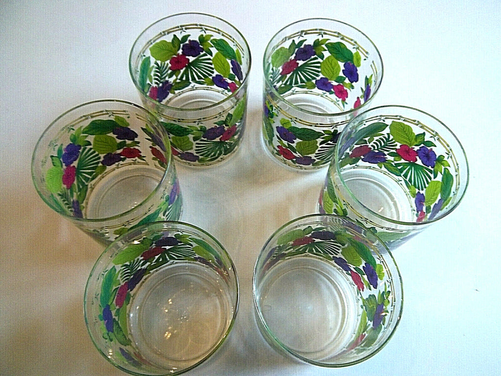 Set of 6 Floral Old Fashioned Acrylic Drinking Glasses 12 oz. *Please Read* | eBay