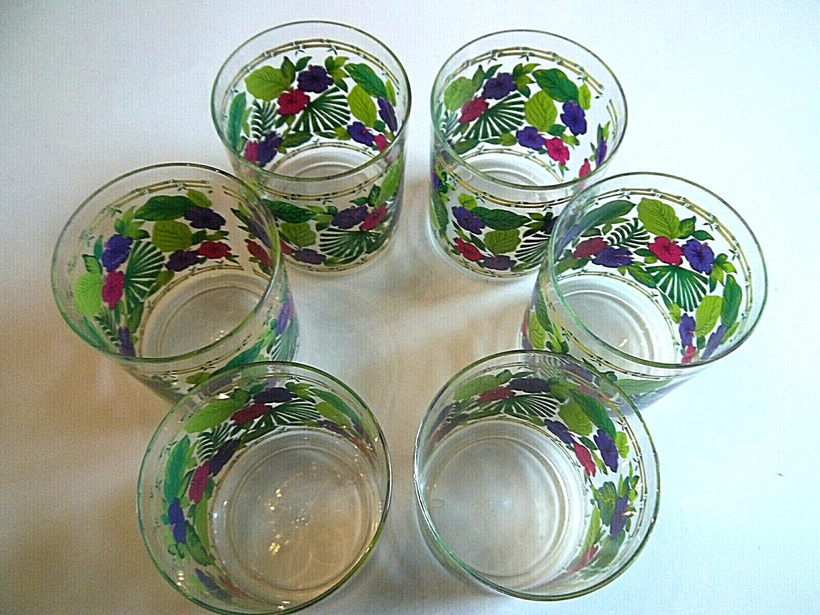 Set of 6 Floral Old Fashioned Acrylic Drinking Glasses 12 oz. *Please Read* | eBay