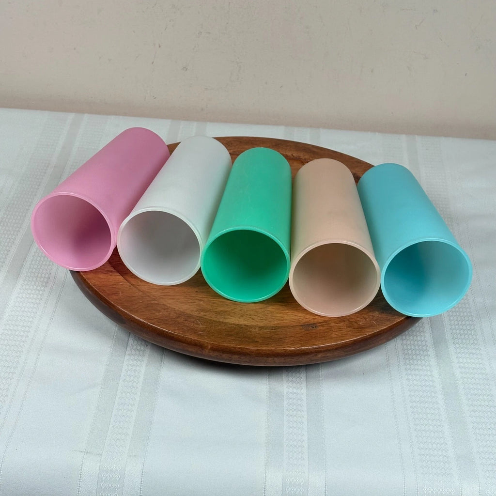 Lot of 5 Vintage Tupperware #107 Pastel Tumblers 6½" Drinking Glasses 12 Oz | eBay
