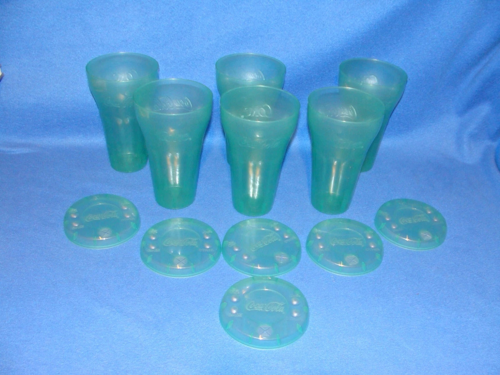 Vintage Genuine Coca Cola Green Plastic Cups with lids 32oz Coke Cup set of 6 | eBay