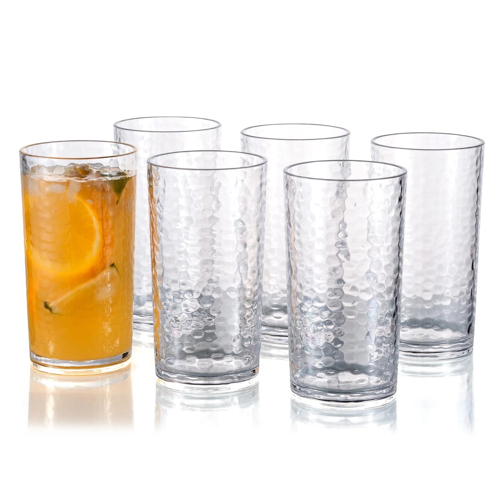20-ounce Acrylic Glasses Plastic Tumbler set of 6 Clear - Hammered Style | eBay