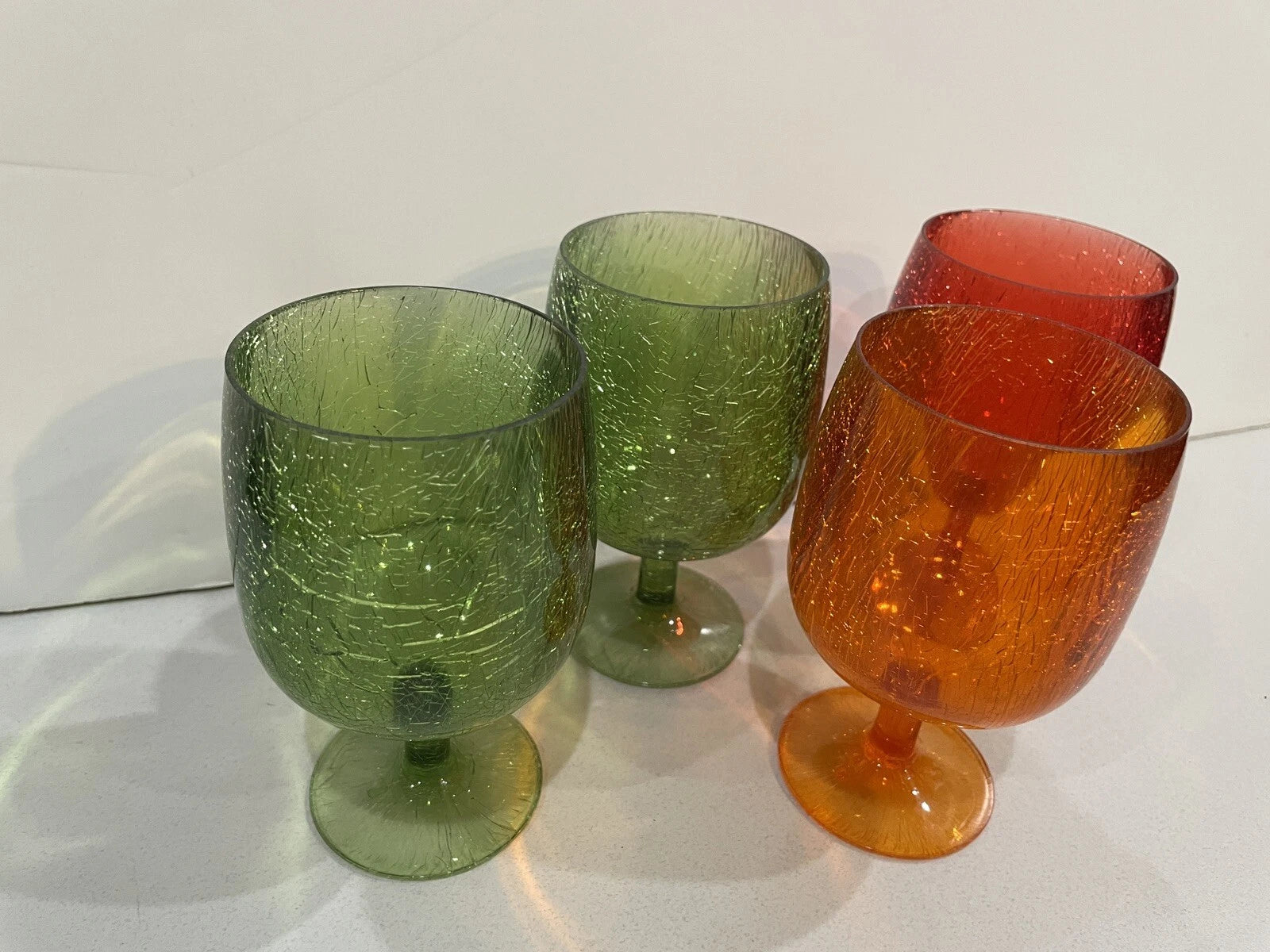 Set Of 4 Vintage Plastic Water 6" Goblets Stemmed Glasses Retro Multi Colors | eBay