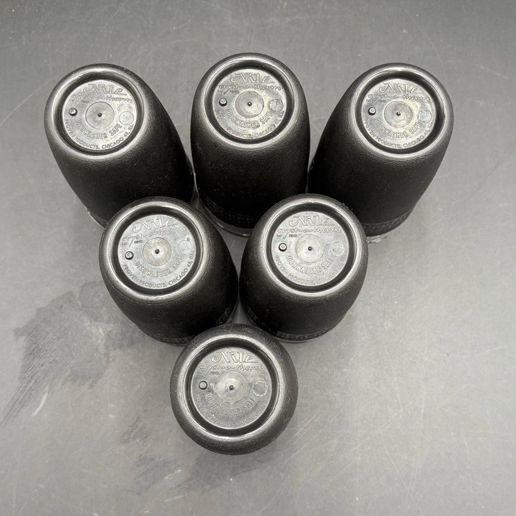 Vtg MCM Nile Cryst-O-Thermo Black Drink Glass Plastic Tumbler Cups Set Of 6 | eBay