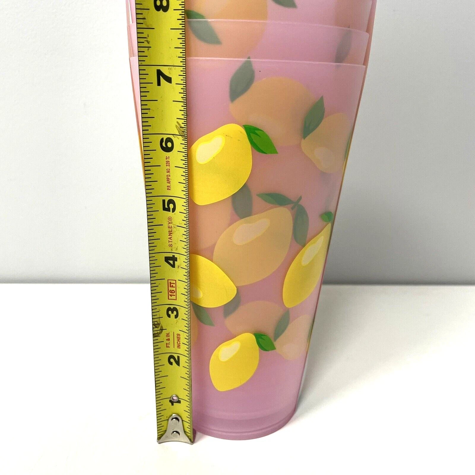 NEW SET OF 6 TALL LEMON TEA PLASTIC DRINK TUMBLER OUTDOOR Pool 32 OZ cup 7" x 4" | eBay