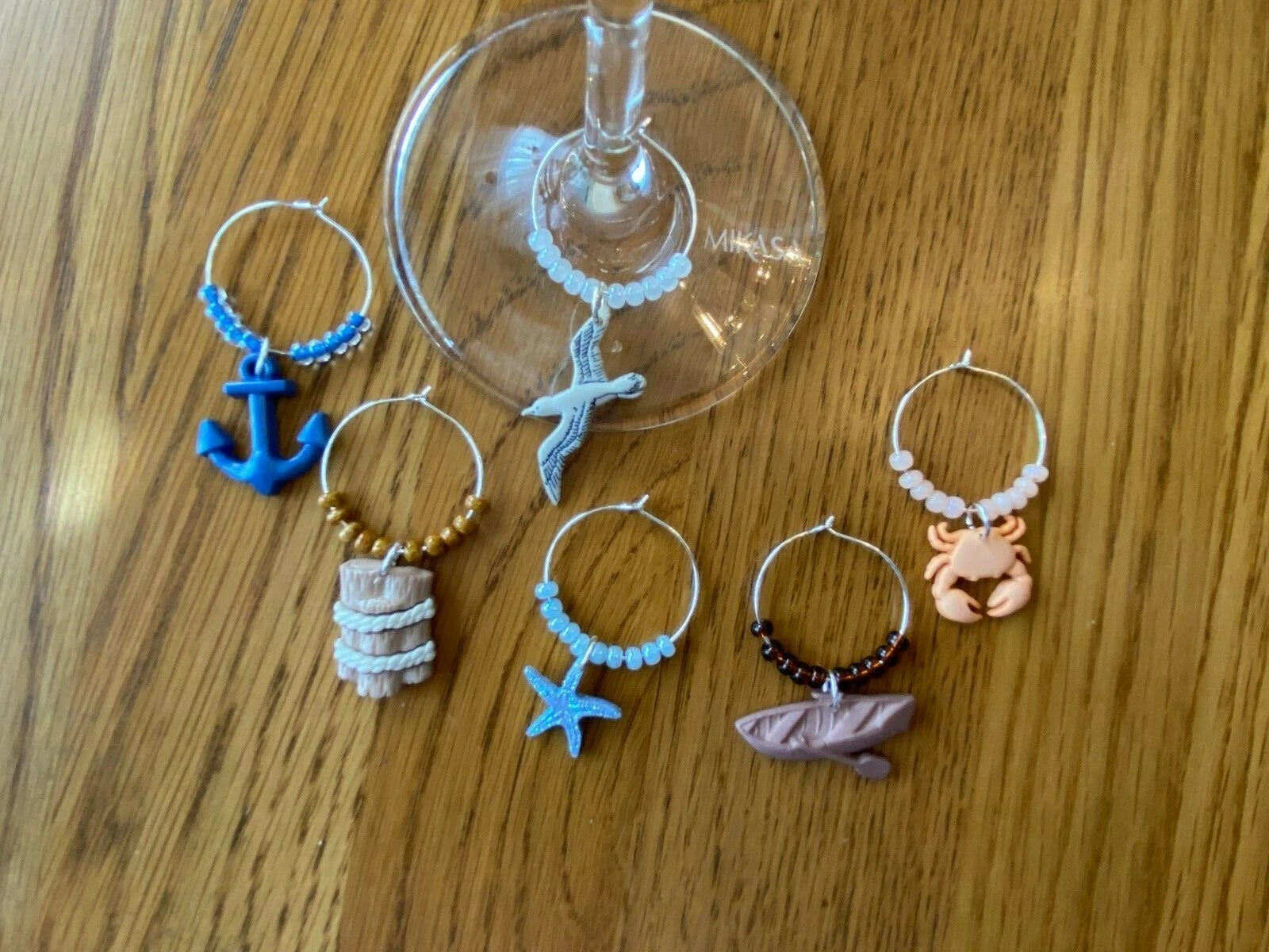 " NAUTICAL''/BEACH SET OF 6 Hand Crafted wine glass drink markers | eBay