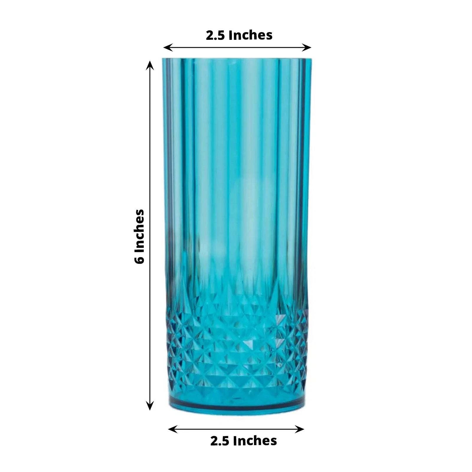 6 Ocean Blue 14 oz Crystal Plastic Drinking Glasses Party Events Tableware | eBay