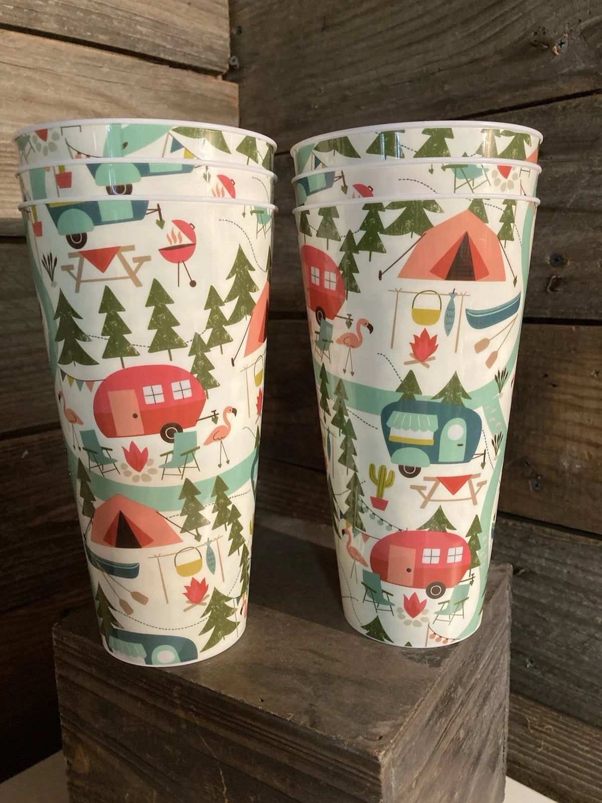 6 Plastic Tumblers 32 oz Flamingo Camping Outdoor Theme/Drinking Cups NWT | eBay