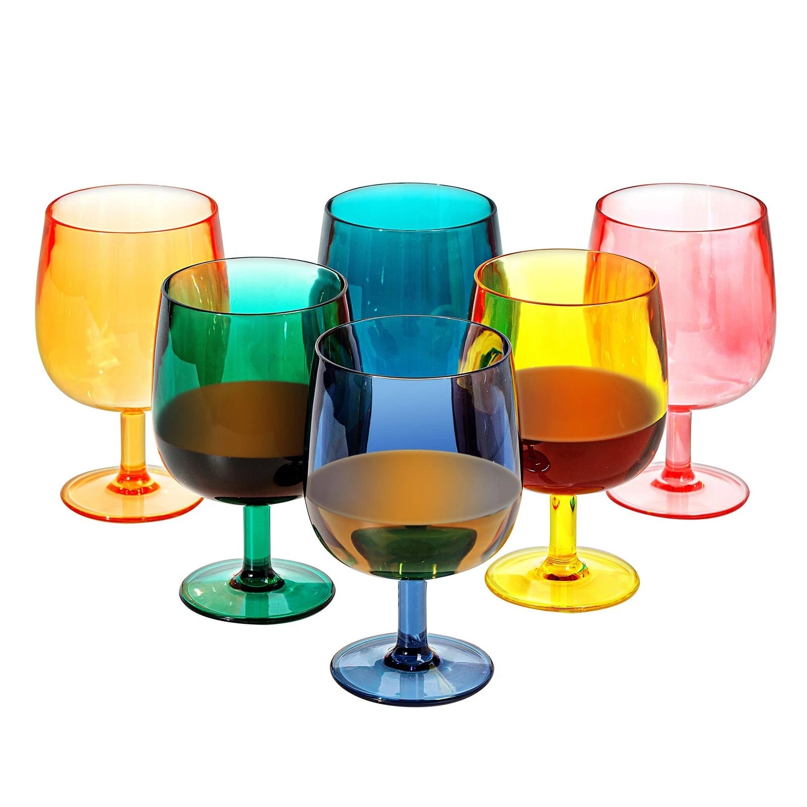 12-ounce Plastic Stem Wine Glasses, All Purpose Arcylic Glasses, set of 6 Mul... | eBay