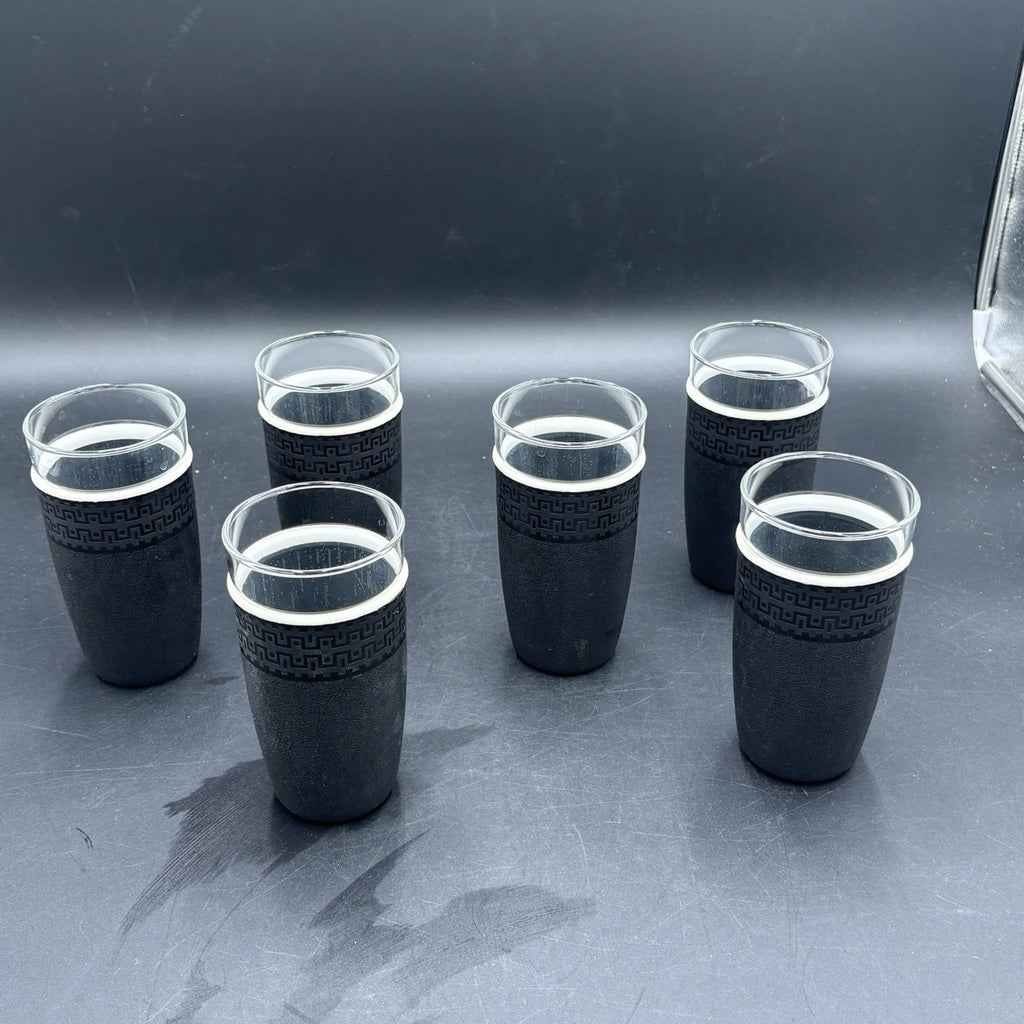 Vtg MCM Nile Cryst-O-Thermo Black Drink Glass Plastic Tumbler Cups Set Of 6 | eBay