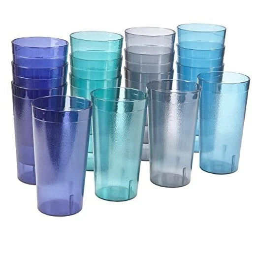 Cafe Plastic Reusable Tumblers (Set of 16) Water Cups Colors 20-ounce Coastal | eBay