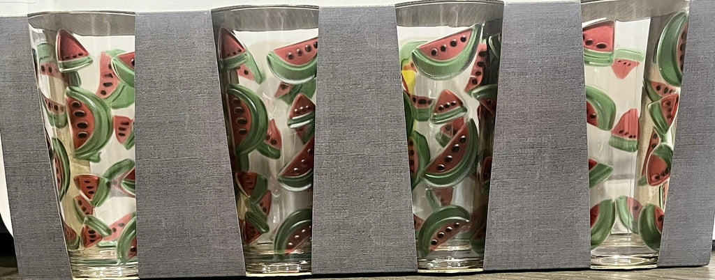 Market Square Set Of 4 Watermelon Plastic Tumblers Drinking Glasses 24oz | eBay