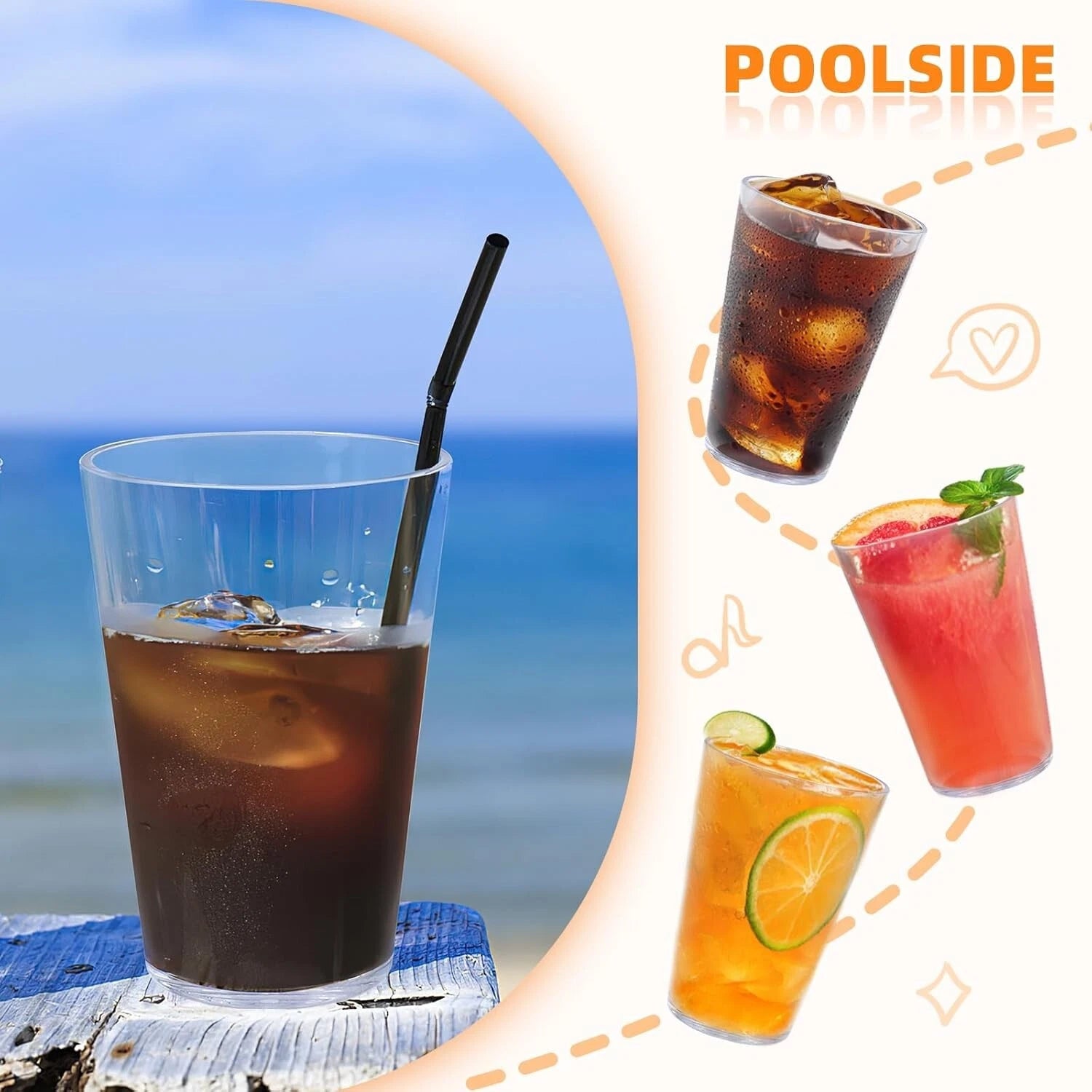 32Oz 6Pcs Plastic Tumbler Drinking Glasses Unbreakable Dishwasher Safe BPA Free | eBay