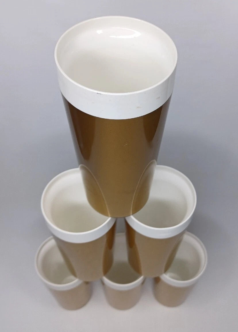 Set Of 6 Gold Plastic Tumblers Drinking Cups Made In USA | eBay