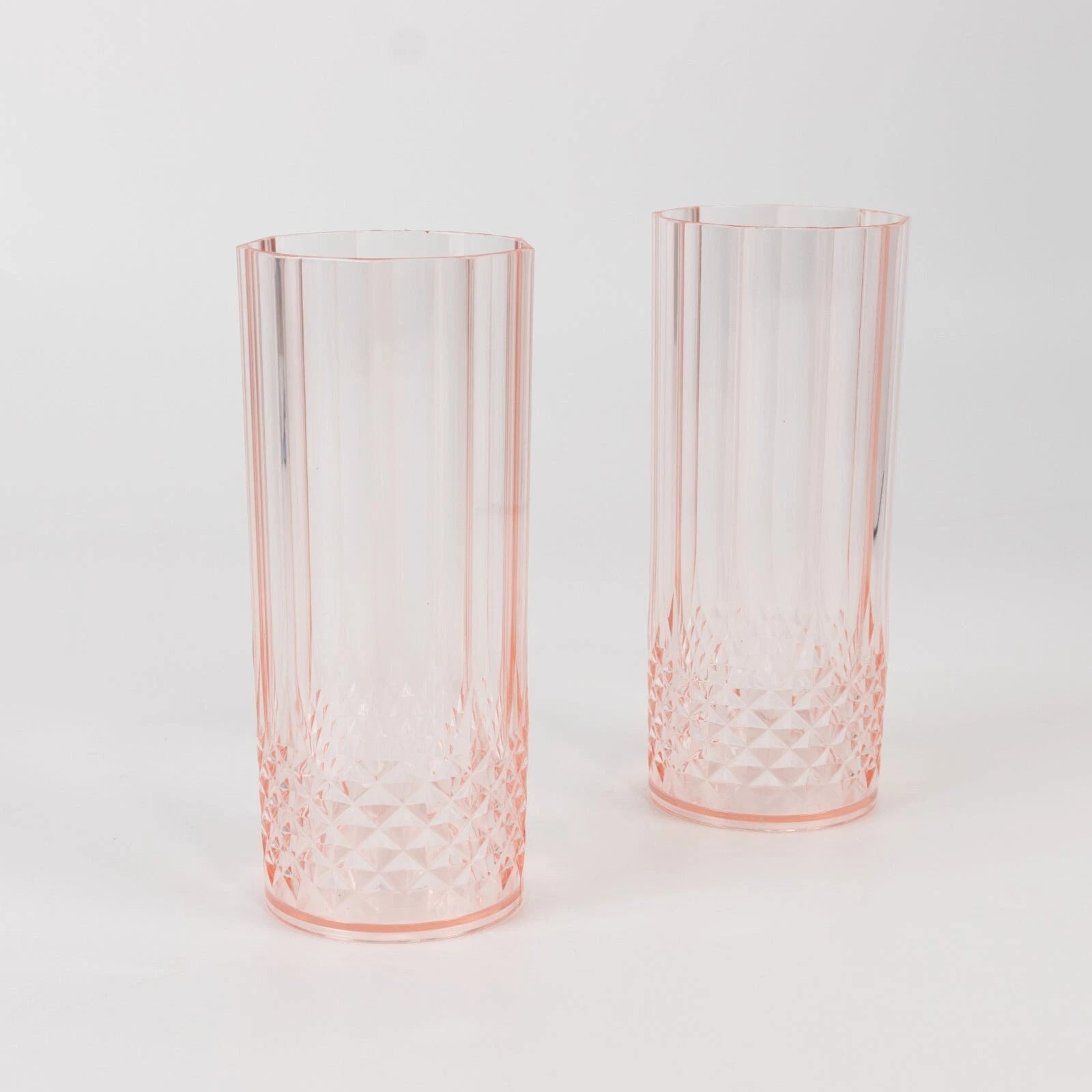 6 Transparent Blush 14 oz Crystal Plastic Drinking Glasses Party Events | eBay